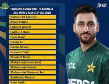 Pakistan Announces 17-Member Squad for UAE T20 Tri-Series and Asia Cup 2025